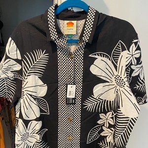 NWT Farm Rio Linen Blend Black & White Shirt